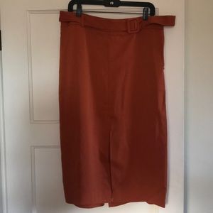 Express belted midi skirt